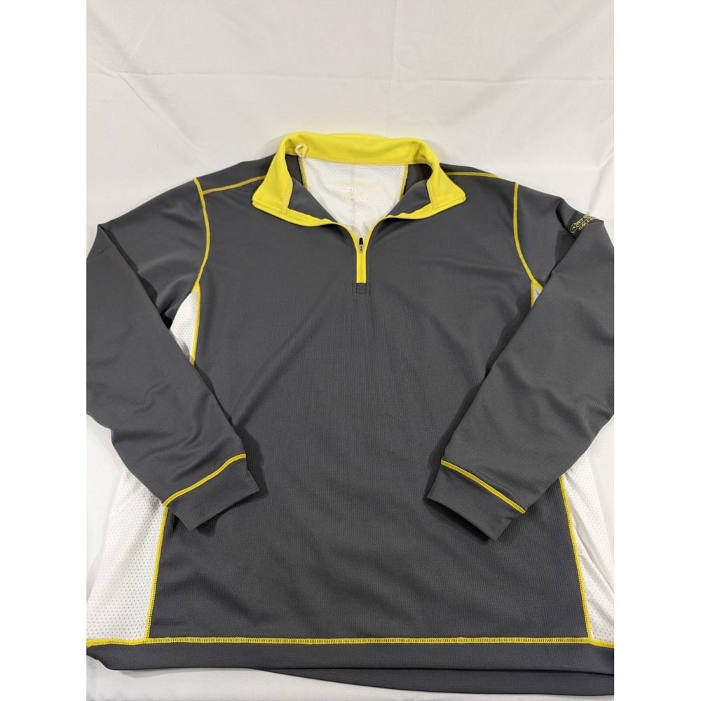 Men's‎ Large Straight Down Golf Quarter Zip Sweater Gray Yellow River Oaks Golf